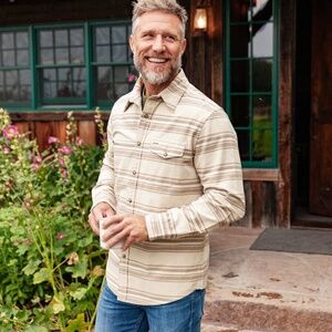 Criquet Shirts The J.R. Shirt - Blanket Stripe - Natural Size mm